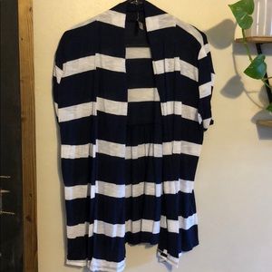 Blue and white short sleeved cover up